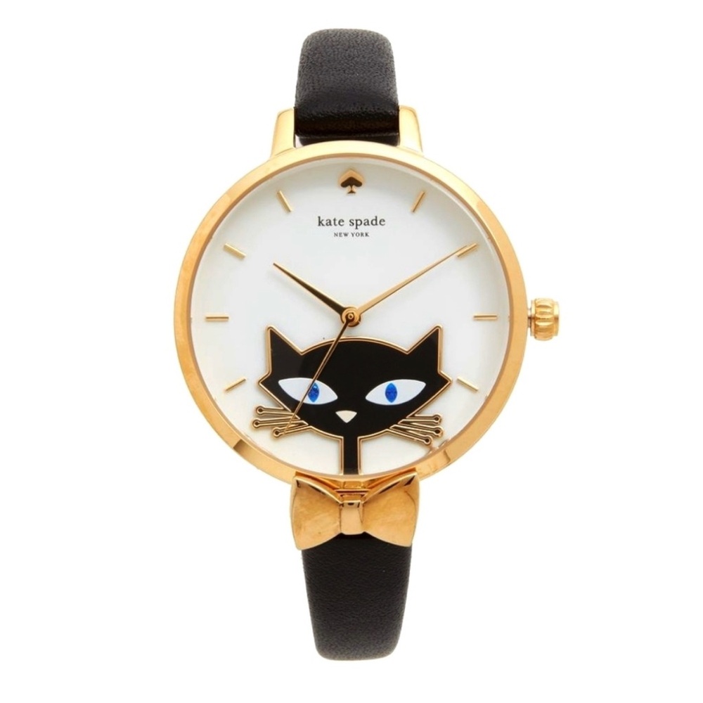 Kate Spade New York Black Jazz Cat Metro Watch NWT